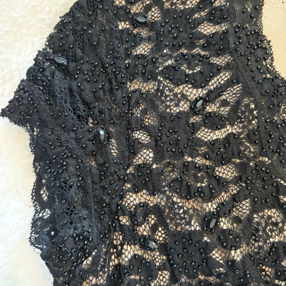 🖤 Black Beaded Lace Blouse – Elegant, Feminine, Glam 🖤 - Picture 4 of 8